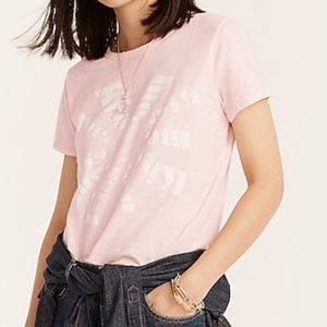 J Crew Kiss Me T-shirt crewneck Fitted Cotton Light Pink Valentine's Day Crop
